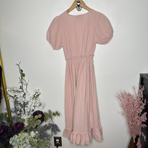 HATCH Amelia Midi Dress in Light Pink Cotton Gauze Sz XS/S {MM50} - Picture 4 of 7